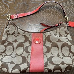 🛍Authentic COACH Signature Jacquard Stripe Convertible Crossbody/Hobo Bag🛍